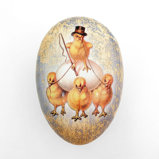 6" Chick's Egg Haul Paper Mache Easter Egg Container ~ Germany